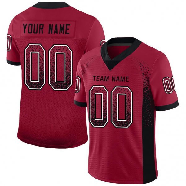 Youth Custom Cardinal Black-White Mesh Drift Fashion Football Jersey