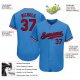 Women's Custom Powder Blue Red-Navy Authentic Baseball Jersey