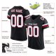 Kid's Custom Black White-Red Mesh Authentic Football Jersey