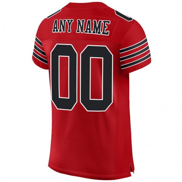 Kid's Custom Red Black-White Mesh Authentic Football Jersey