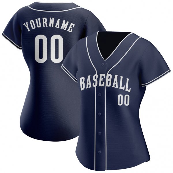 Women's Custom Navy White Authentic Baseball Jersey