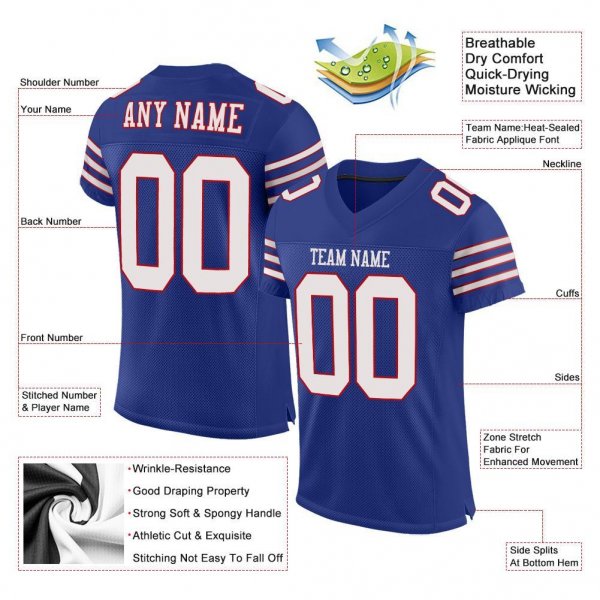 Women's Custom Royal White-Red Mesh Authentic Football Jersey