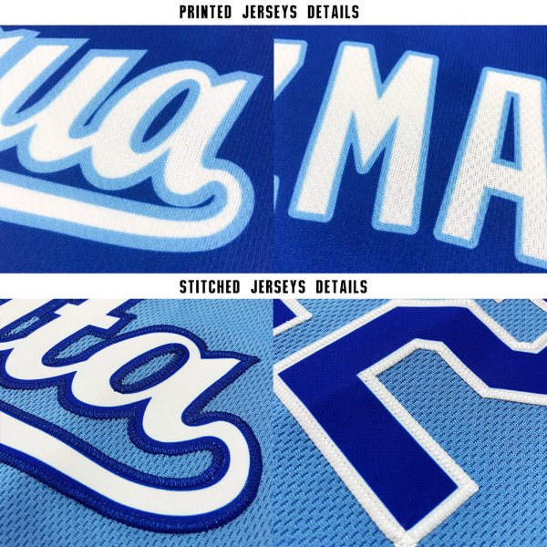 Men's Custom Light Blue White-Royal Baseball Jersey