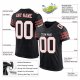 Women's Custom Black White-Scarlet Mesh Authentic Football Jersey