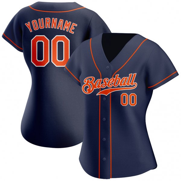 Preschool Custom Navy Orange-White Authentic Baseball Jersey