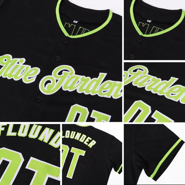 Kid's Custom Black Neon Green-White Authentic Baseball Jersey