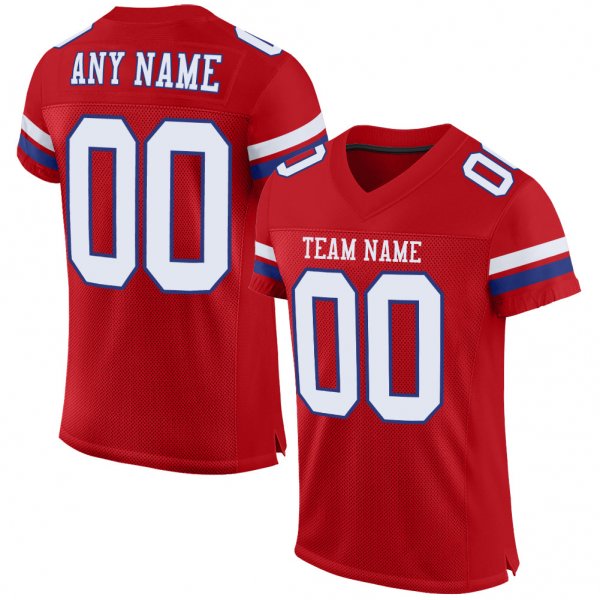 Kid's Custom Red White-Royal Mesh Authentic Football Jersey