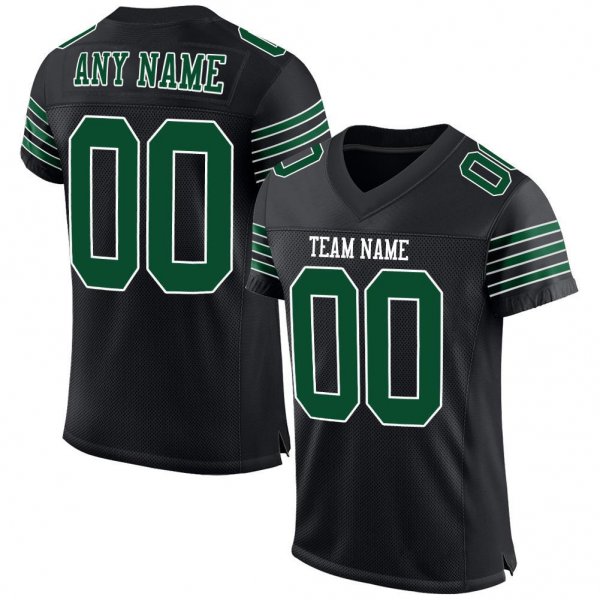 Kid's Custom Black Gotham Green-White Mesh Authentic Football Jersey