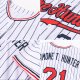 Kid's Custom White Navy Pinstripe Red-Navy Authentic Baseball Jersey