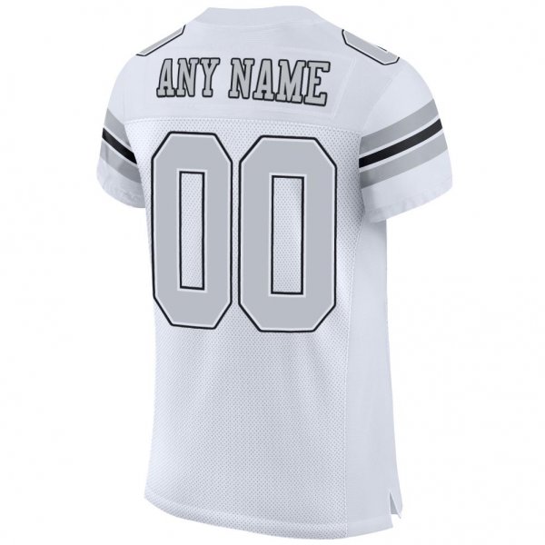 Women's Custom White Silver-Black Mesh Authentic Football Jersey