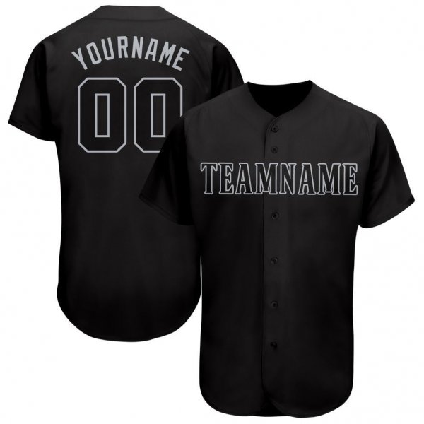 Kid's Custom Black Gray Baseball Jersey