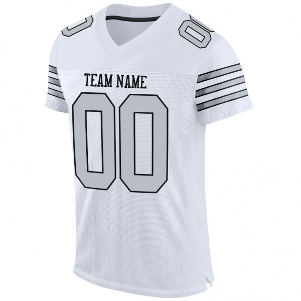 Women's Custom White Silver-Black Mesh Authentic Football Jersey