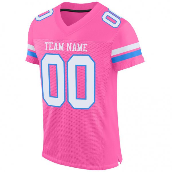 Preschool Custom Pink White-Powder Blue Mesh Authentic Football Jersey