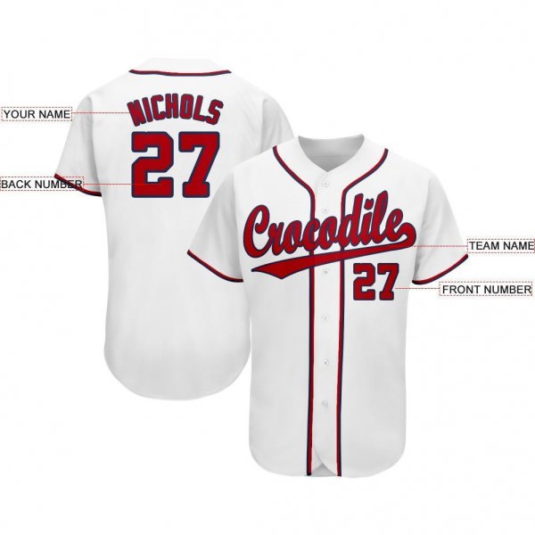 Women's Custom White Red-Navy Baseball Jersey