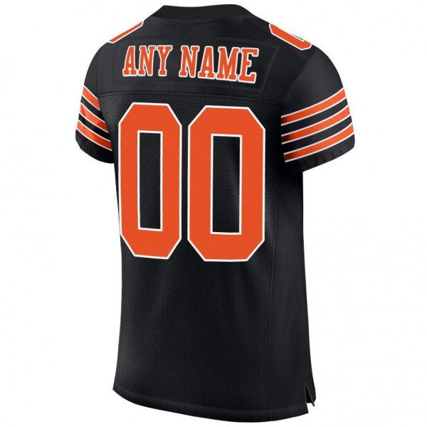 Kid's Custom Black Orange-White Mesh Authentic Football Jersey