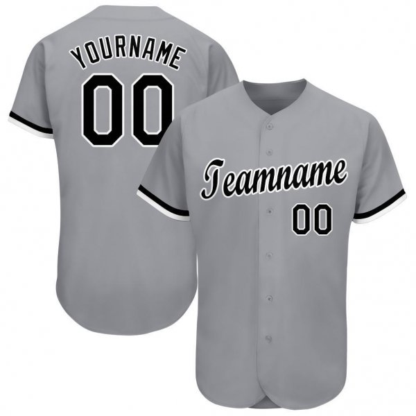 Youth Custom Gray Black-White Baseball Jersey