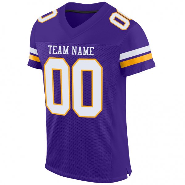 Preschool Custom Purple White-Gold Mesh Authentic Football Jersey