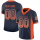 Women's Custom Navy Orange-White Mesh Drift Fashion Football Jersey