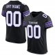 Kid's Custom Black White-Purple Mesh Authentic Football Jersey