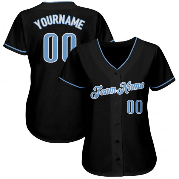 Kid's Custom Black Light Blue-White Authentic Baseball Jersey