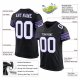 Kid's Custom Black White-Purple Mesh Authentic Football Jersey