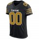 Kid's Custom Black Old Gold-White Mesh Authentic Football Jersey