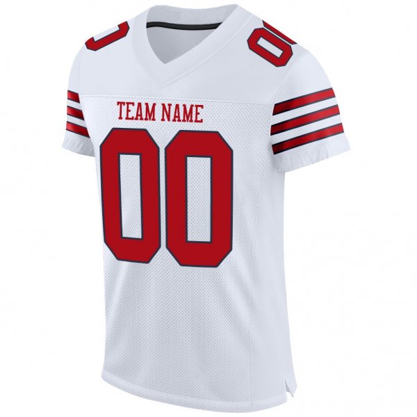 Preschool Custom White Red-Navy Mesh Authentic Football Jersey