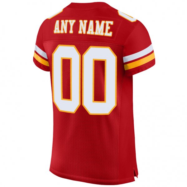 Kid's Custom Red White-Gold Mesh Authentic Football Jersey