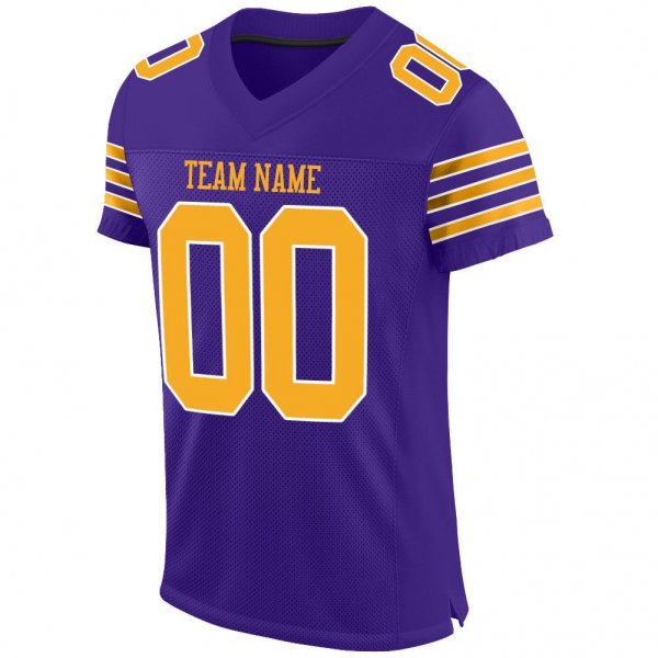 Preschool Custom Purple Gold-White Mesh Authentic Football Jersey