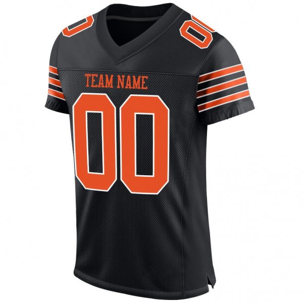 Kid's Custom Black Orange-White Mesh Authentic Football Jersey