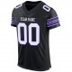 Kid's Custom Black White-Purple Mesh Authentic Football Jersey