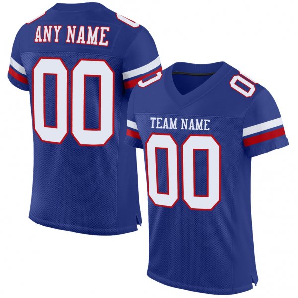 Kid's Custom Royal White-Red Mesh Authentic Football Jersey