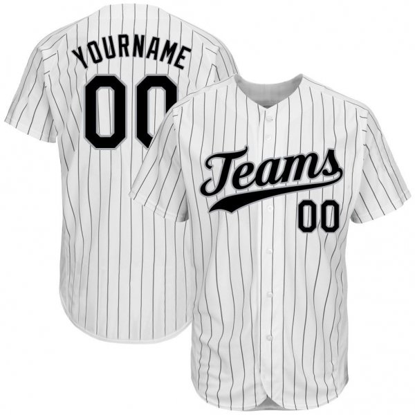 Preschool Custom White Black Pinstripe Black-Gray Authentic Baseball Jersey