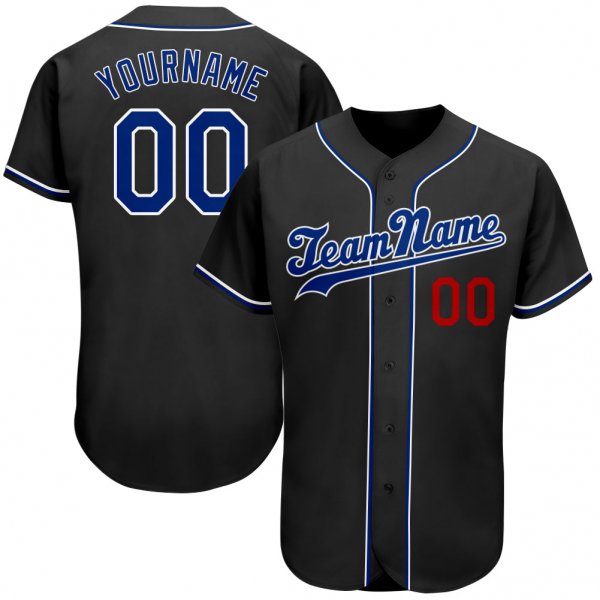 Men's Custom Black Royal-Red Authentic Baseball Jersey