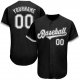 Men's Custom Black White-Gray Authentic Baseball Jersey