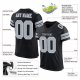 Kid's Custom Black Silver-White Mesh Authentic Football Jersey