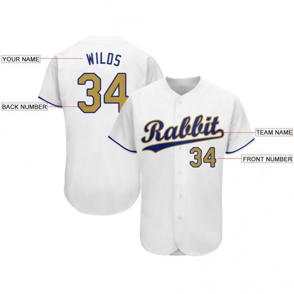 Youth Custom White Old Gold-Royal Baseball Jersey