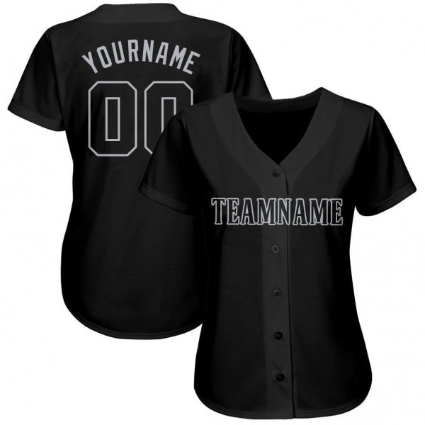 Kid's Custom Black Gray Baseball Jersey