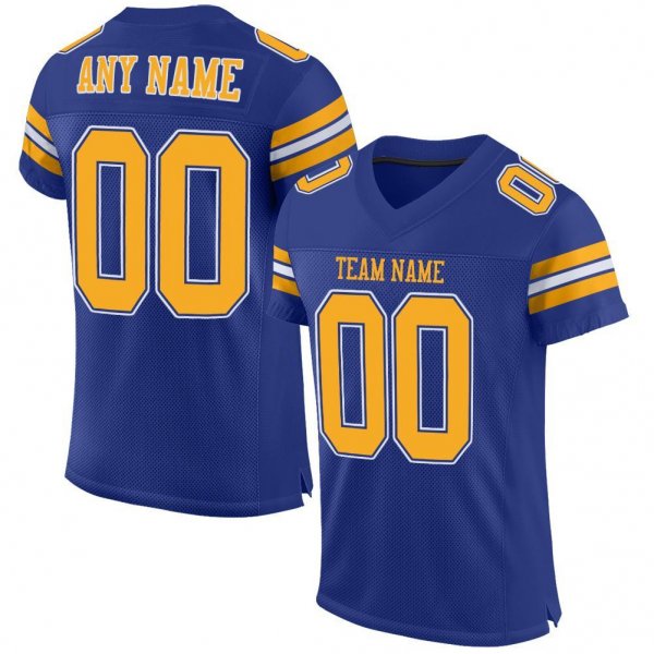 Women's Custom Royal Gold-White Mesh Authentic Football Jersey