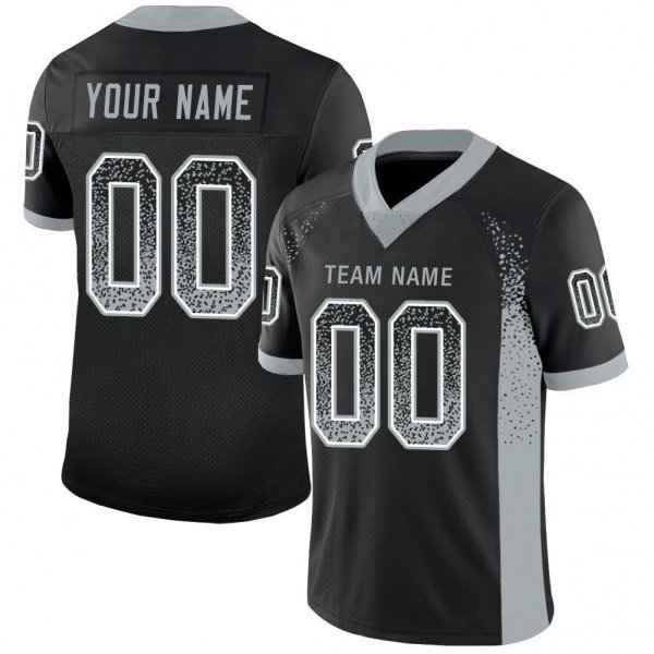 Women's Custom Black Silver-White Mesh Drift Fashion Football Jersey