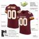 Women's Custom Burgundy White-Gold Mesh Authentic Football Jersey