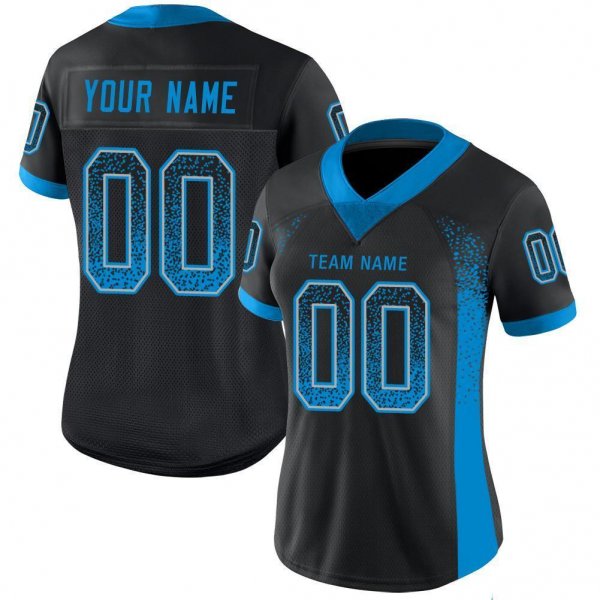 Youth Custom Black Panther Blue-Gray Mesh Drift Fashion Football Jersey