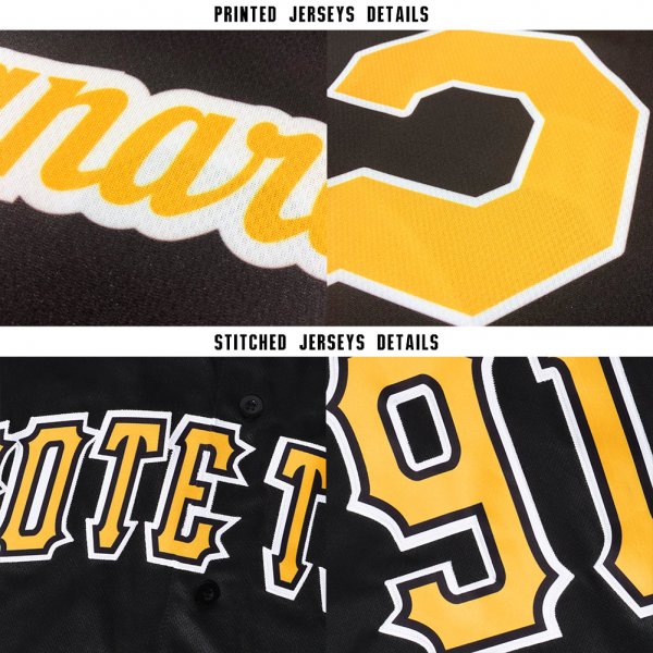 Men's Custom Black Gold-White Baseball Jersey