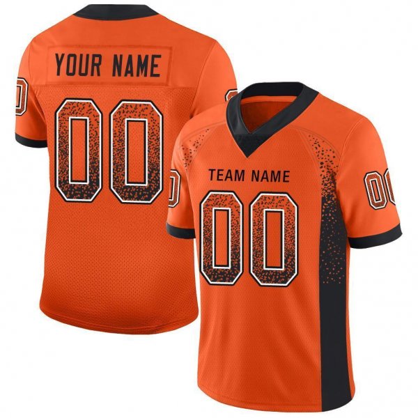 Men's Custom Orange Black-White Mesh Drift Fashion Football Jersey