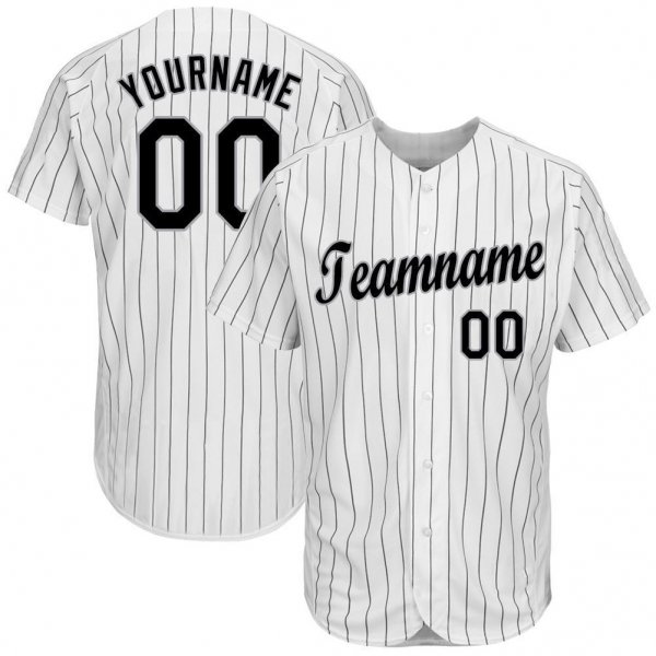 Women's Custom White Black Pinstripe Black-Gray Baseball Jersey