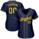 Women's Custom Navy Gold Authentic Baseball Jersey