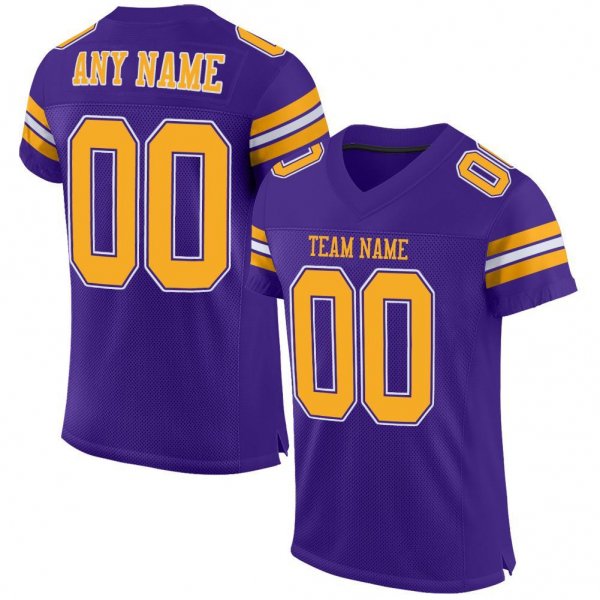 Preschool Custom Purple Gold-White Mesh Authentic Football Jersey