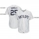 Men's Custom White Navy Pinstripe Navy Baseball Jersey