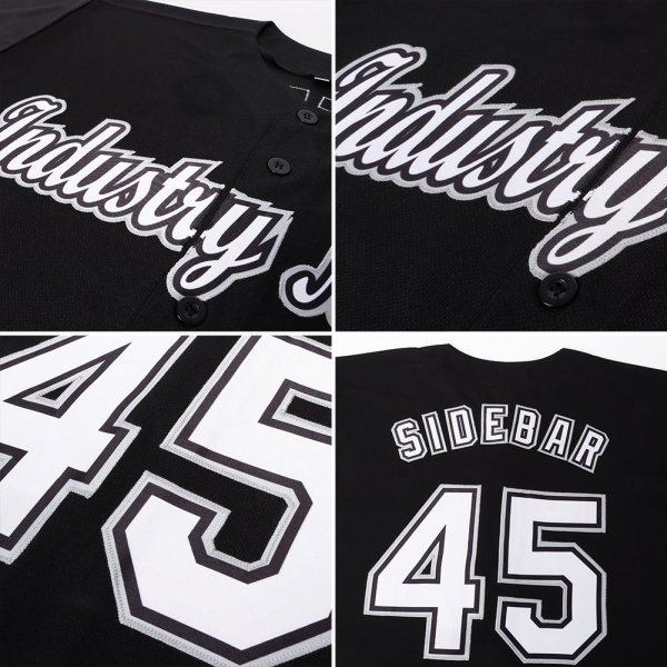 Men's Custom Black White-Gray Baseball Jersey