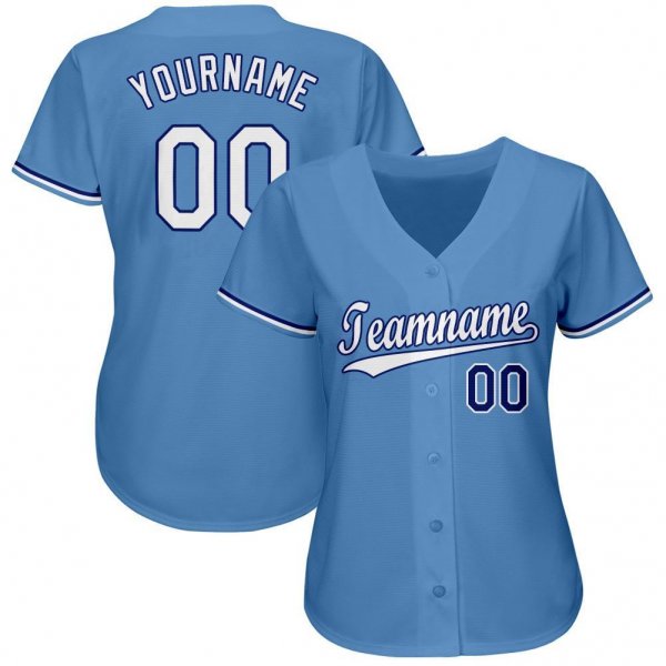 Men's Custom Light Blue White-Royal Baseball Jersey